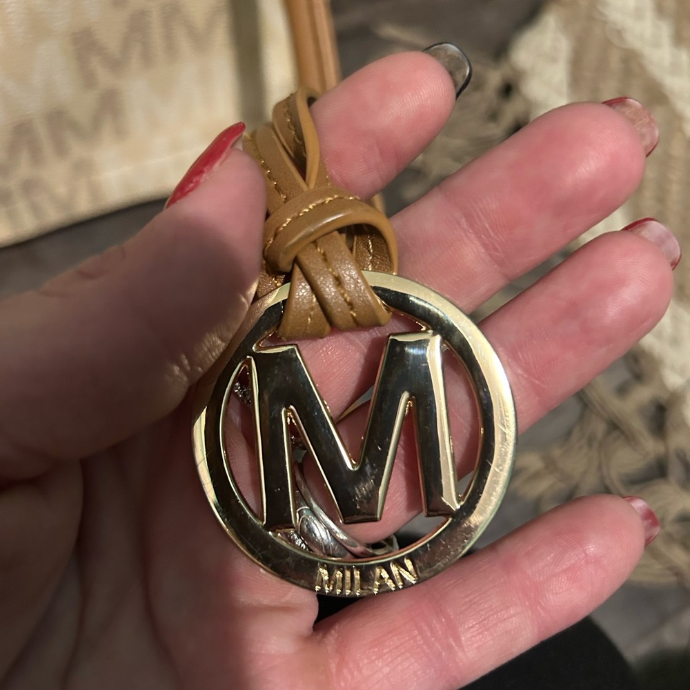 Milani Beige and Brown MM Logo Shoulder Bag - Picture 4 of 4